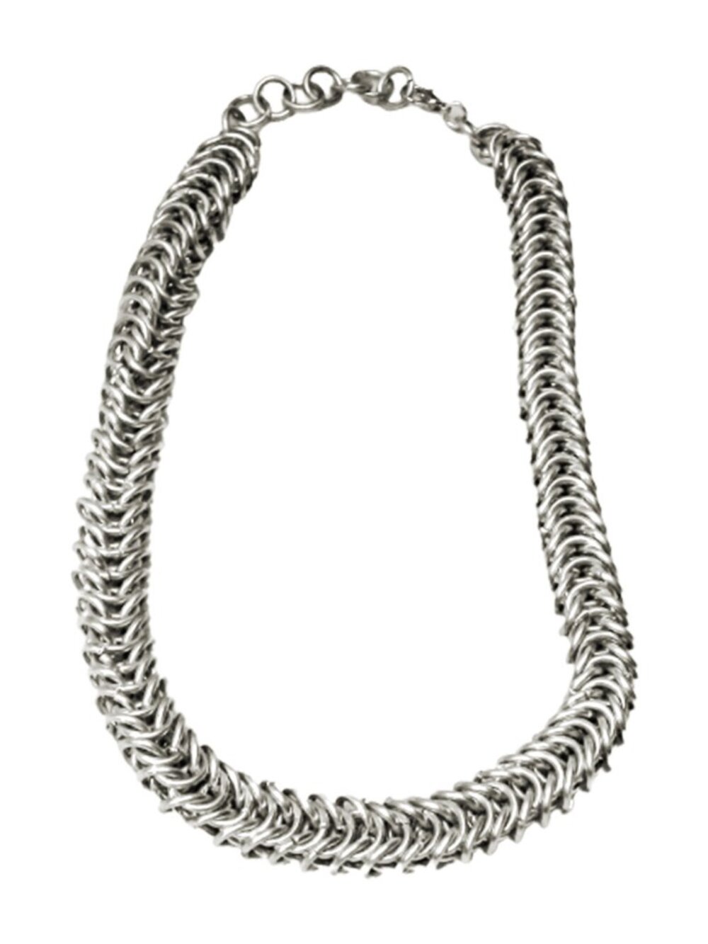 Bright Aluminum Box Weave Chainmail Choker 1286